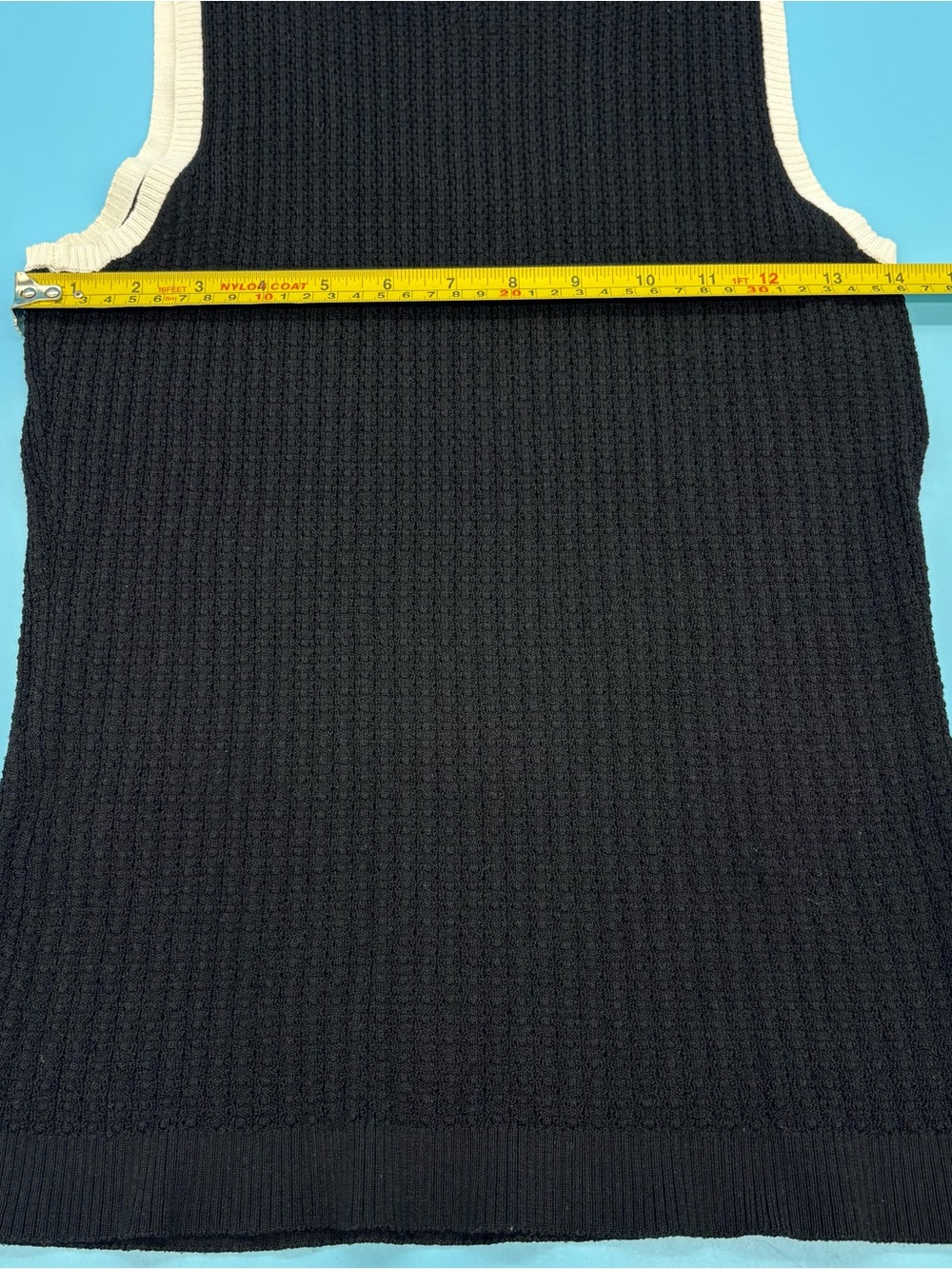 Kate Hill Black Ribbed Knit Sleeveless Sweater Tank with White Trim Size Small - Picture 4 of 6